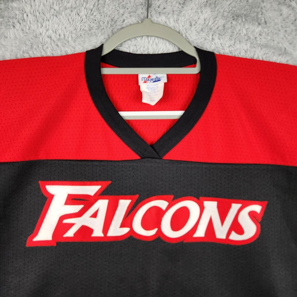 Vintage Falcons Jersey Mens 2XL Black Red Majestic Stitched Logo Sports USA 90s